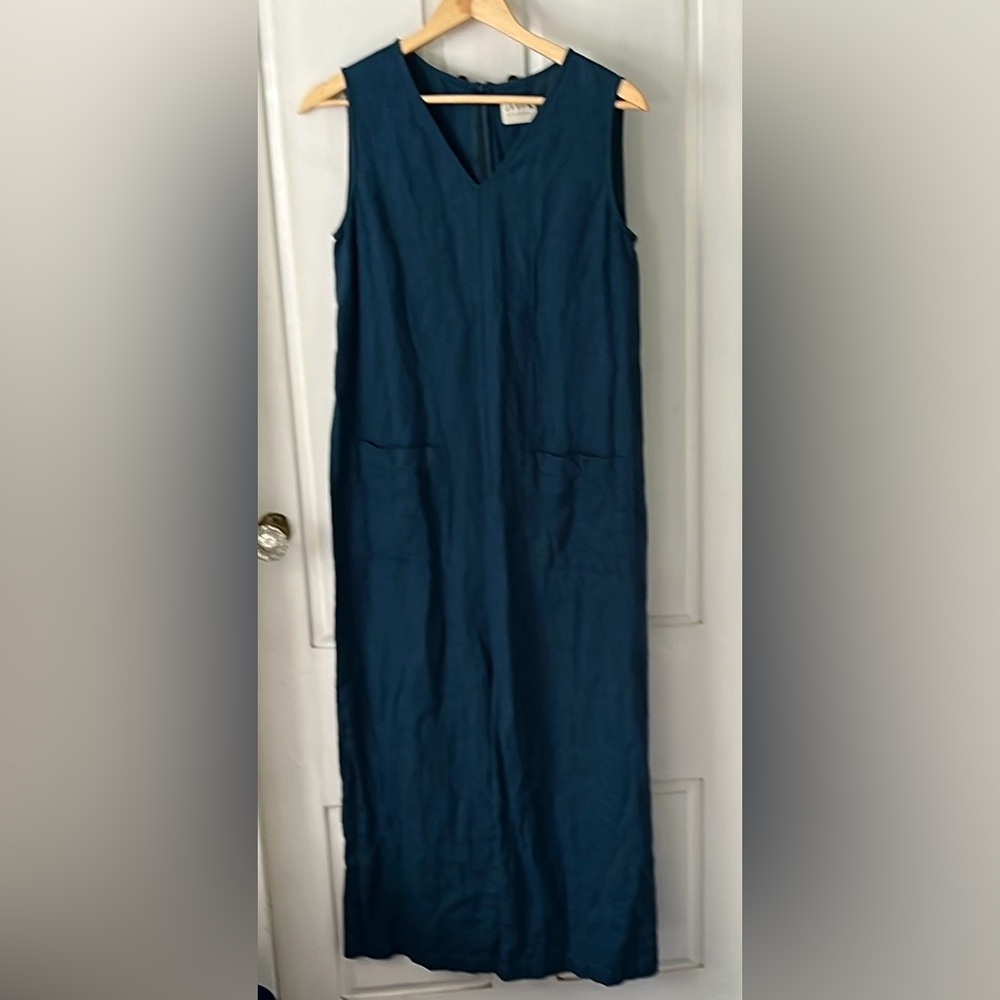 Sleeveless Teal Cropped Jumpsuit with Pockets
